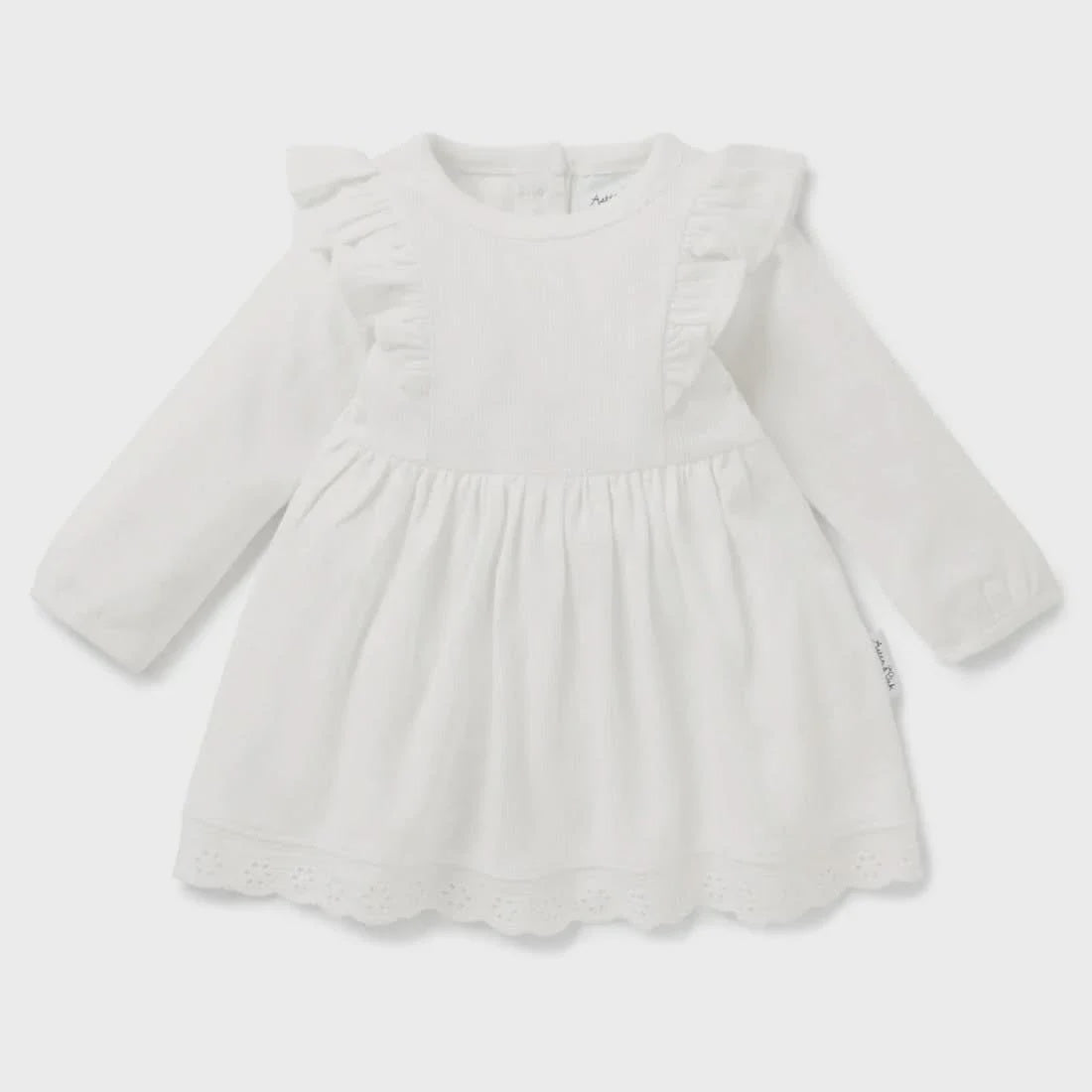 Snow Rib Ruffle Dress - Snow | Aster & Oak