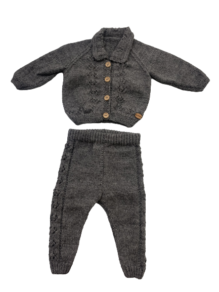 0-3M Grey Alpaca Cardigan + Pants Set | Ida & Ish