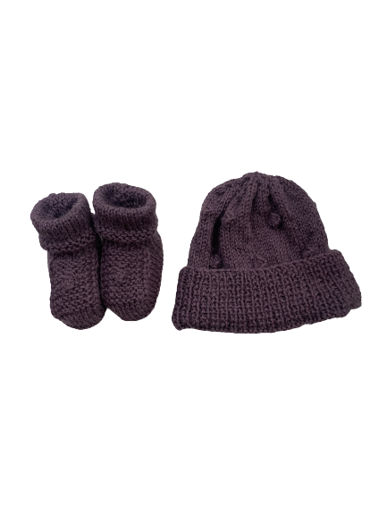0-3M Purple Hat + Booties Set | Ida & Ish
