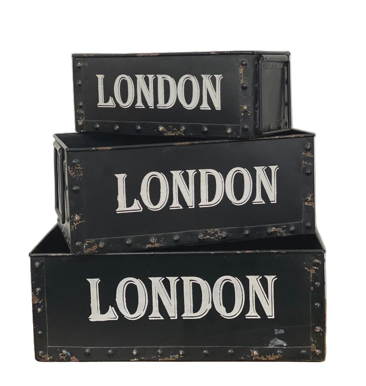 Metal London Tins - Black | Blue Goose Imports