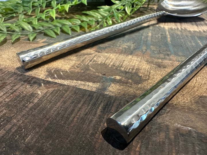 Round Hammered Handle Salad Servers | Blue Goose Imports