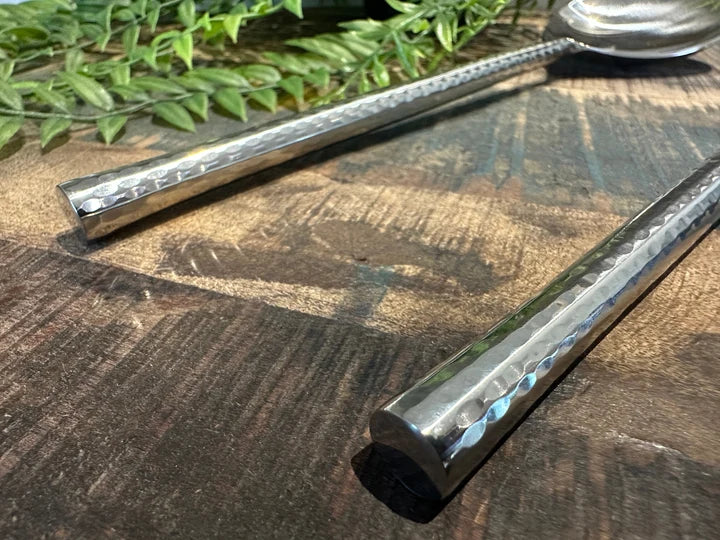 Round Hammered Handle Salad Servers | Watson & Dods
