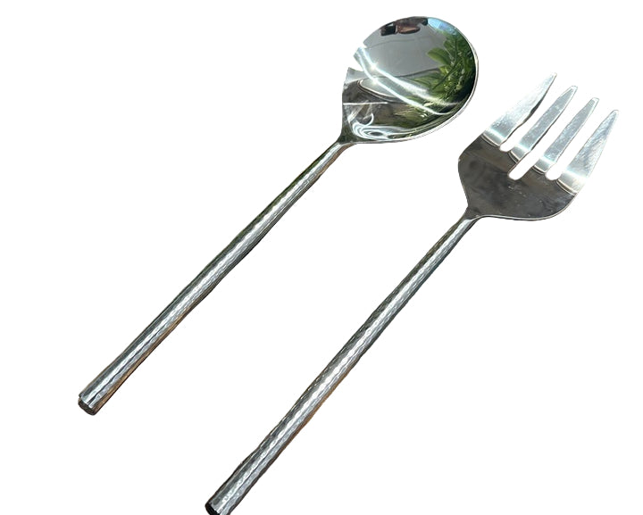 Round Hammered Handle Salad Servers