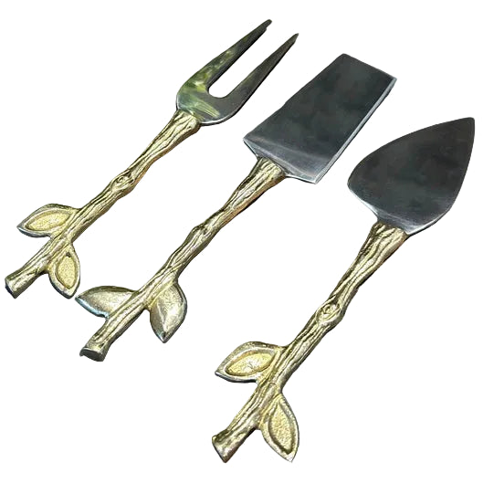 Gold Twig & Leaf Cheese Knife - Set of 3 | Watson & Dods