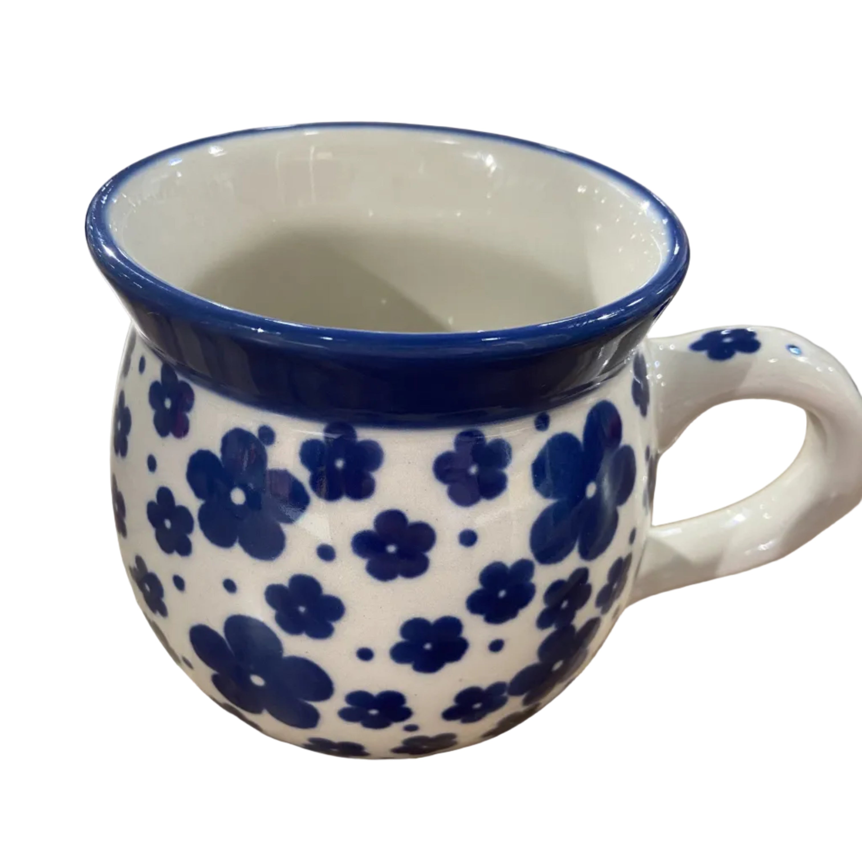 Mug - Large - Bella - White Blue Flower  | Polish Ceramics