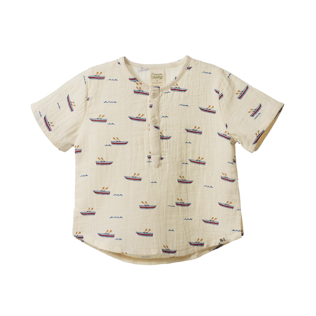 SS CARAVAN SHIRT MUSLIN - Row Boats Print | Nature Baby