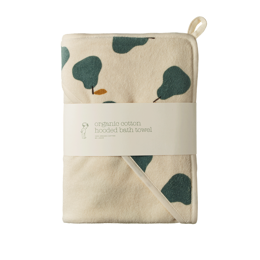 COTTON HOODED TOWEL - Pear Print | Nature Baby
