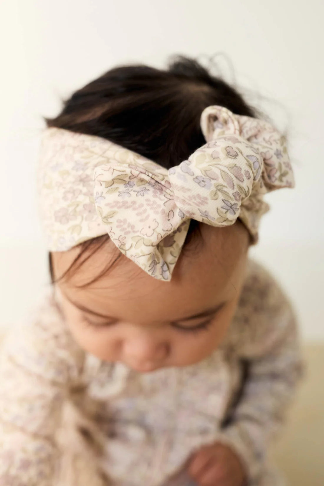 Organic Cotton Headband - April Floral Mauve | Jamie Kay