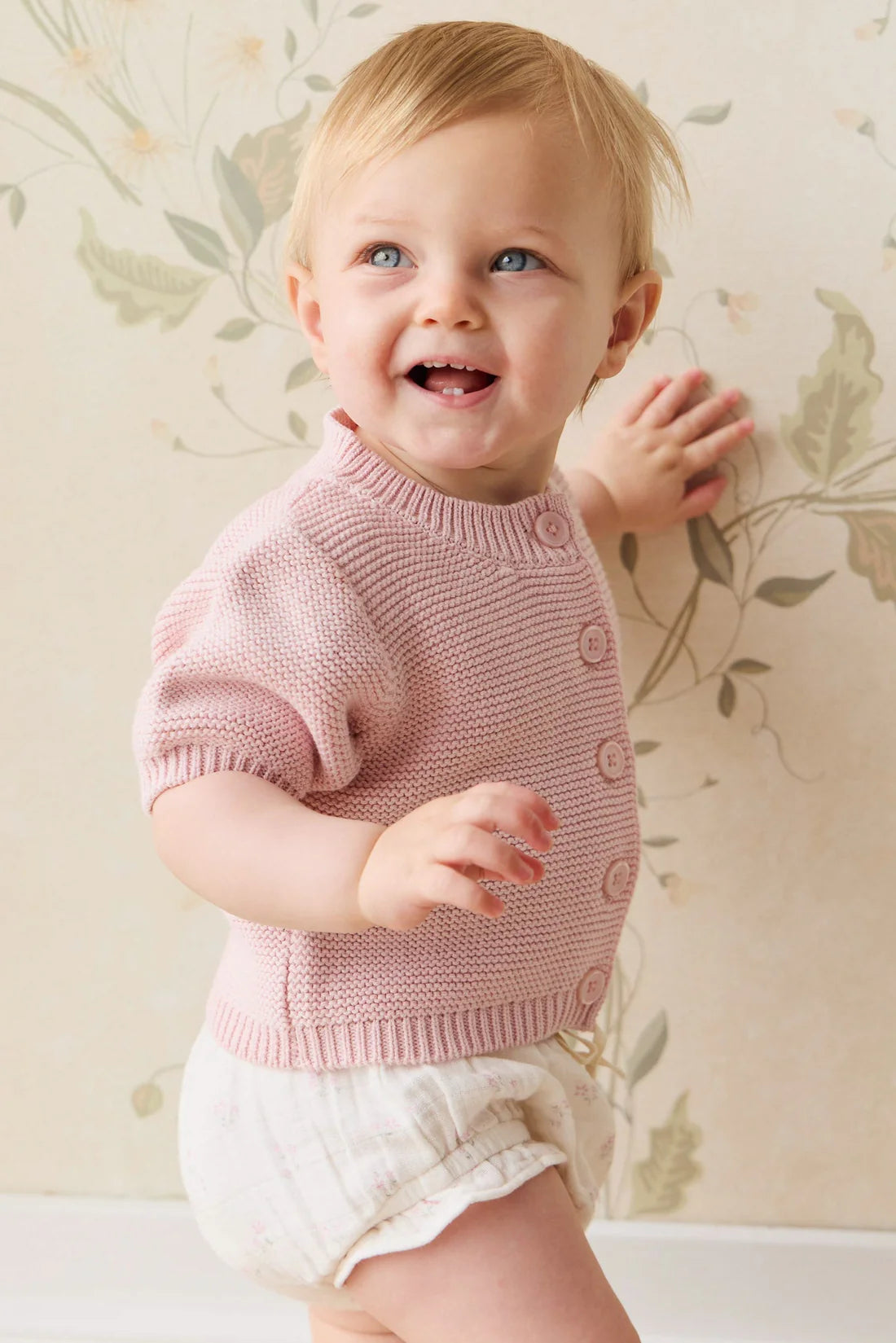 Organic Cotton Muslin Frill Bloomer | Pauline Pink | Jamie Kay