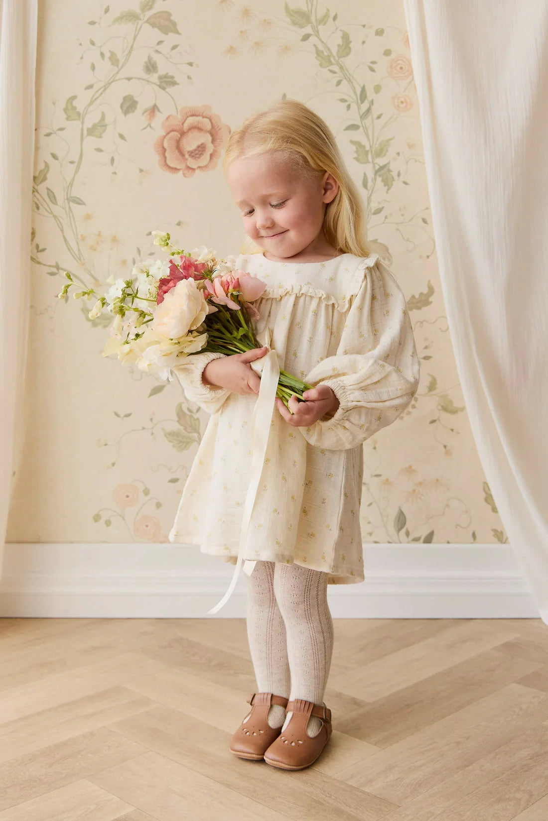Organic Cotton Muslin Amira Dress - Vintage Ditsy | Jamie Kay