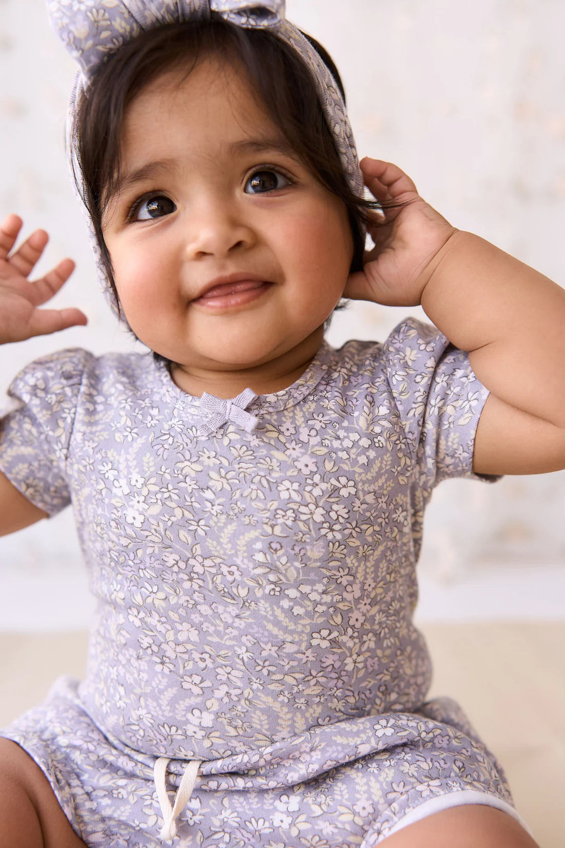 Organic Cotton Cap Sleeve Bodysuit - April Lilac | Jamie Kay