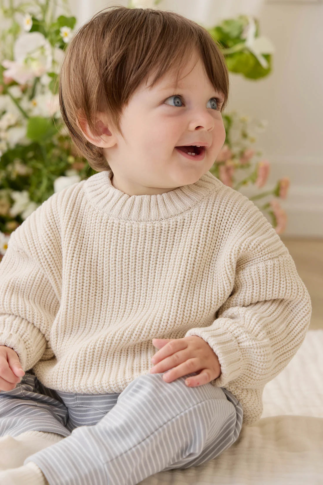 Pima Cotton Wesley Pant - Fine Stripe Missouri/Parchment | Jamie Kay