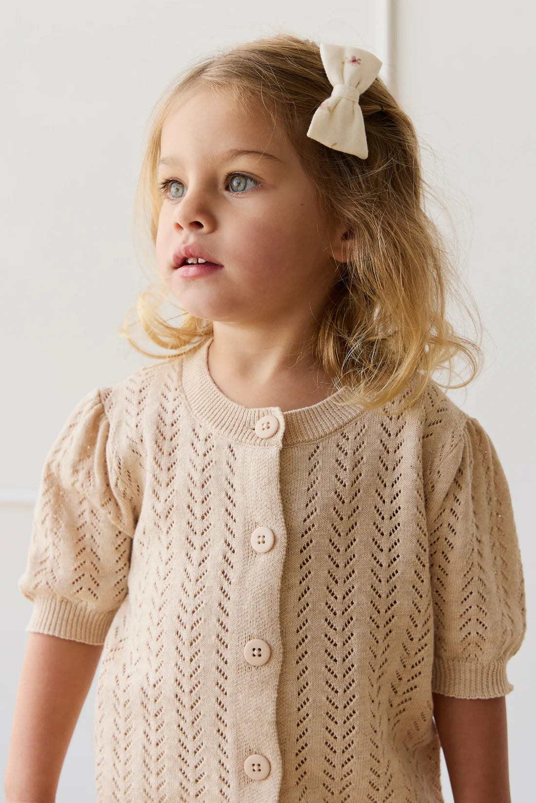 Organic Cotton Noelle 2pk Bow - Simple Flowers Egret | Jamie Kay