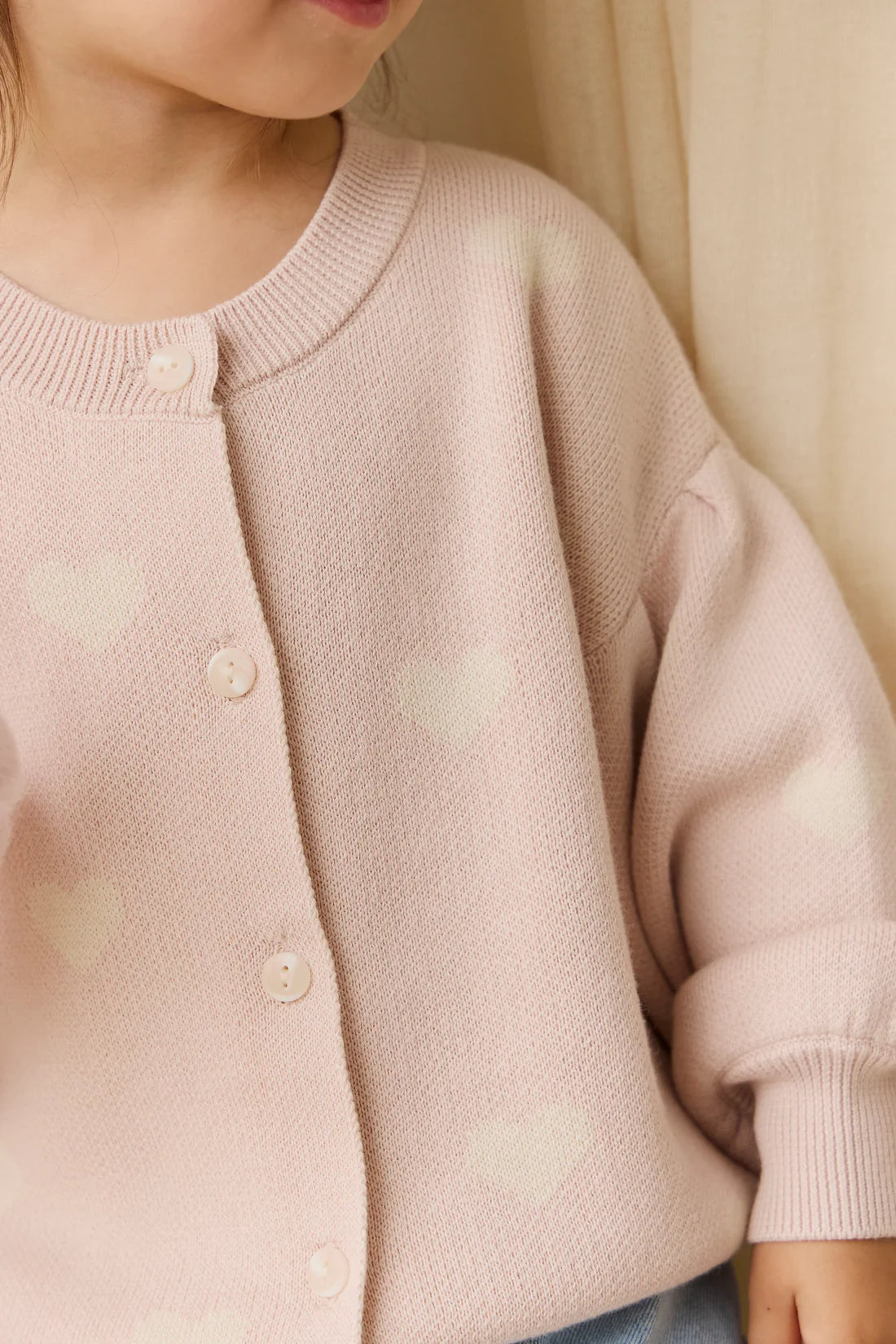 Kayla Cardigan - Kylie Heart Jacquard Morganite | Jamie Kay