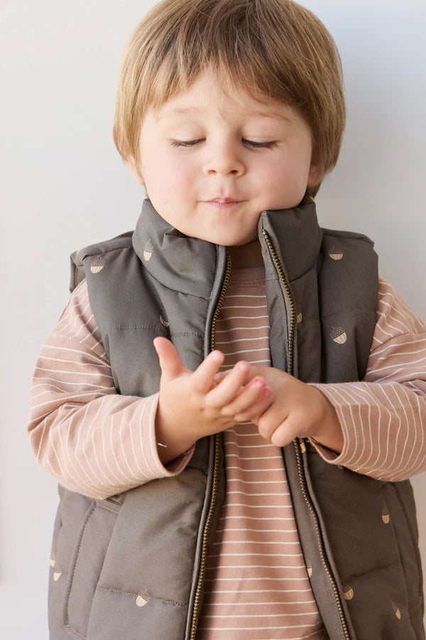 Organic Cotton Levi Long Sleeve Top - Daily Stripe Pale Terracotta/Buff | Jamie Kay