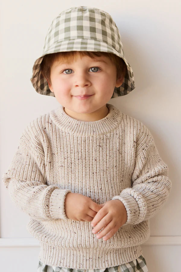 Organic Cotton Bucket Hat - Gingham Grape Leaf | Jamie Kay