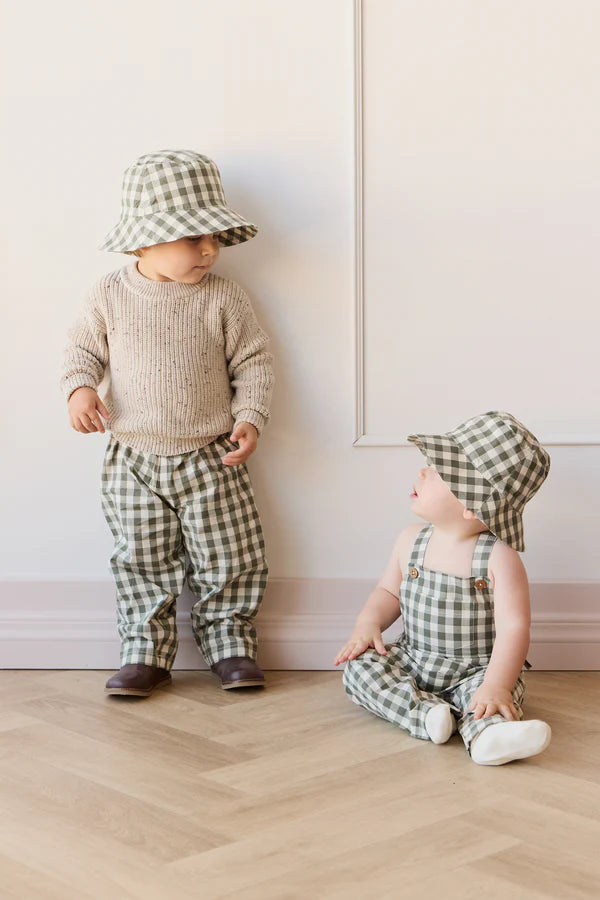 Organic Cotton Kingston Overall - Gingham Grape Leaf| Jamie Kay