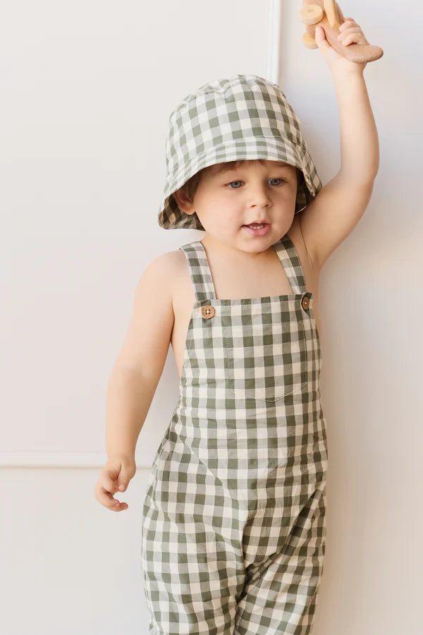 Organic Cotton Kingston Overall - Gingham Grape Leaf| Jamie Kay