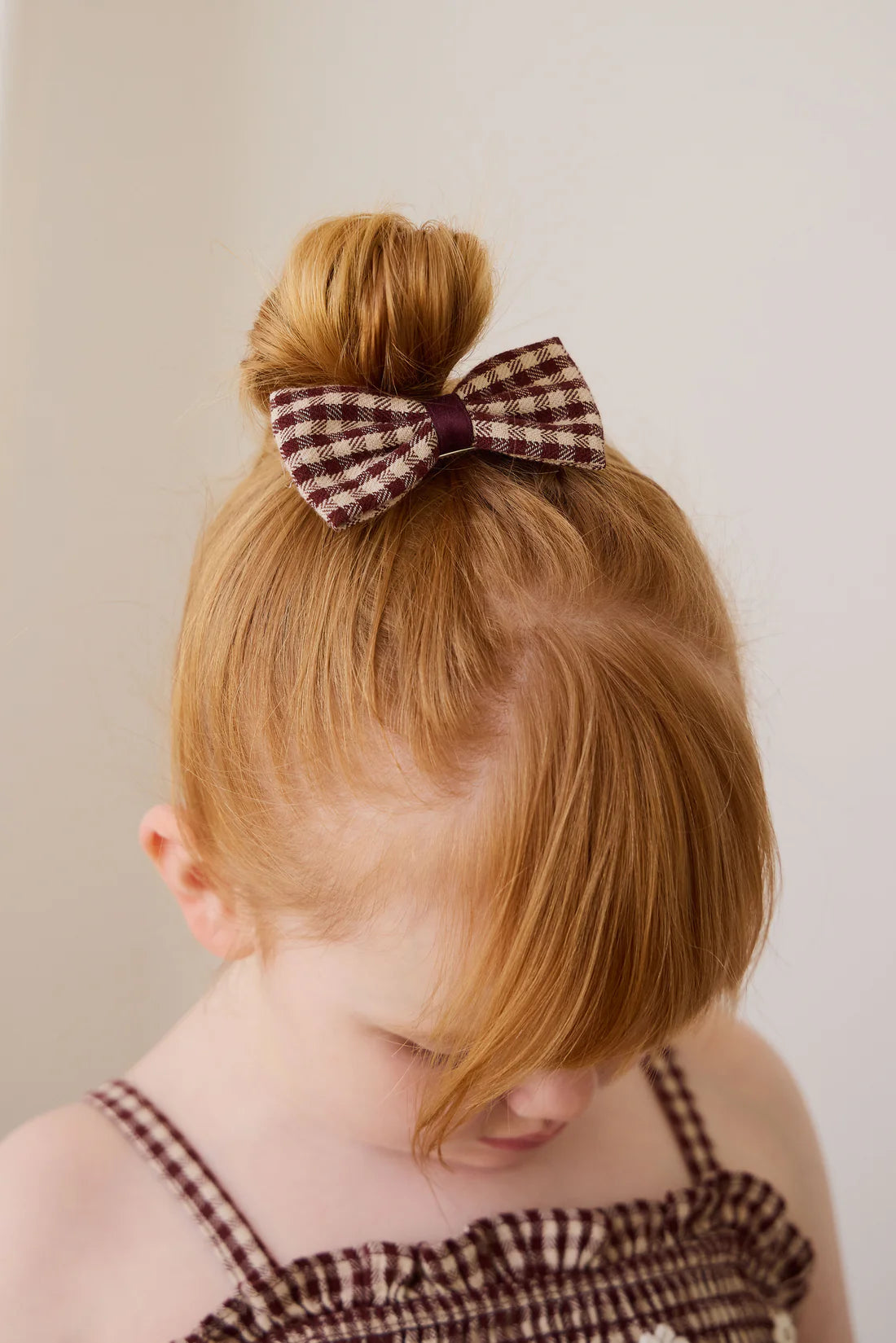 Organic Cotton Desiree Bow - Cinnamon Gingham | Jamie Kay