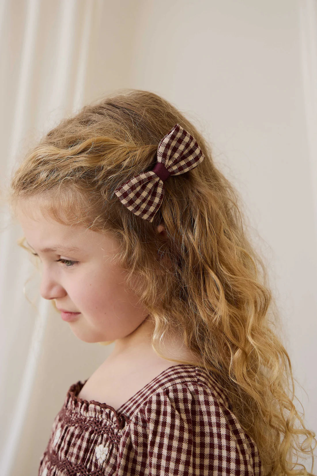 Organic Cotton Desiree Bow - Cinnamon Gingham | Jamie Kay