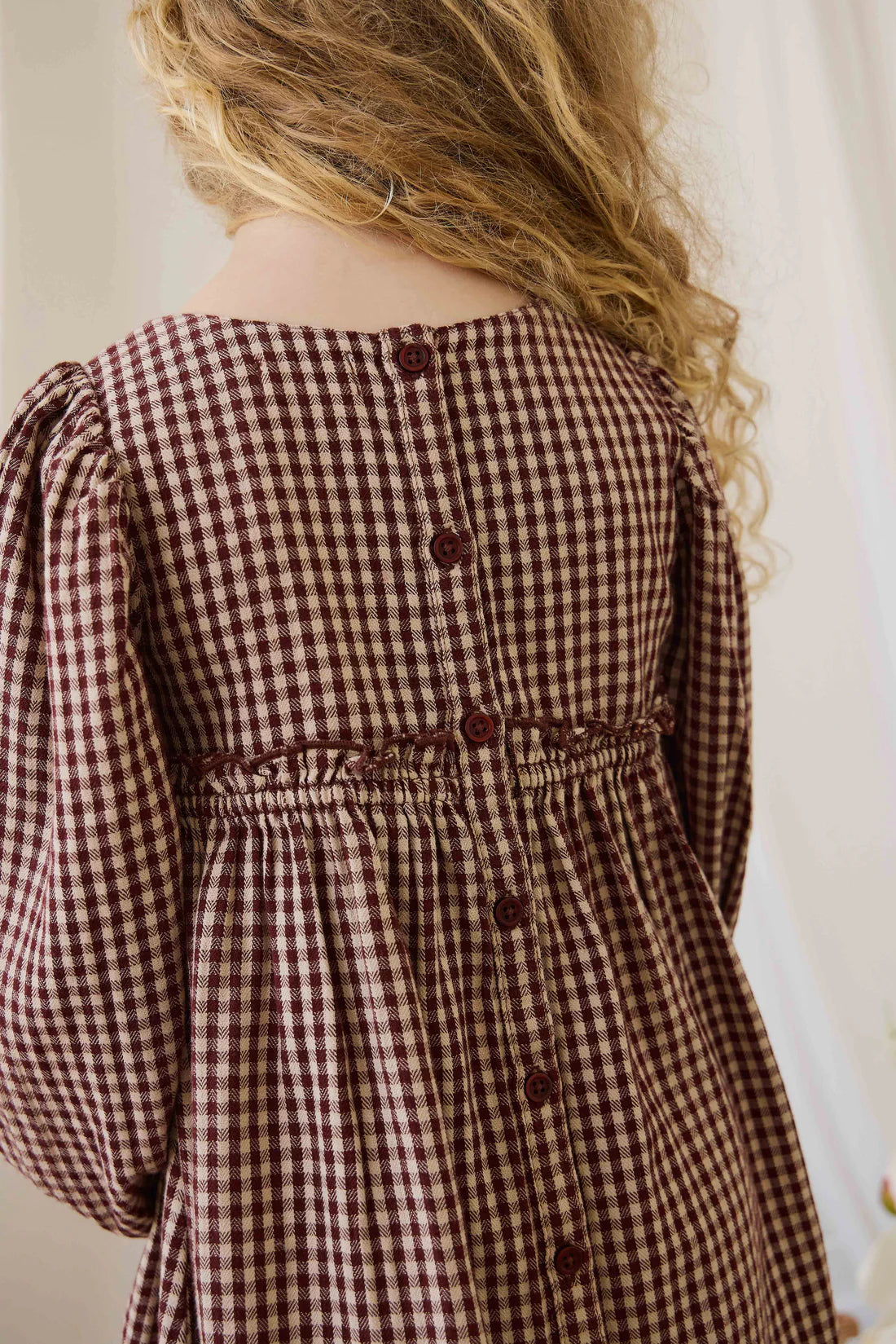 Organic Cotton Cecile Dress - Cinnamon Gingham | Jamie Kay