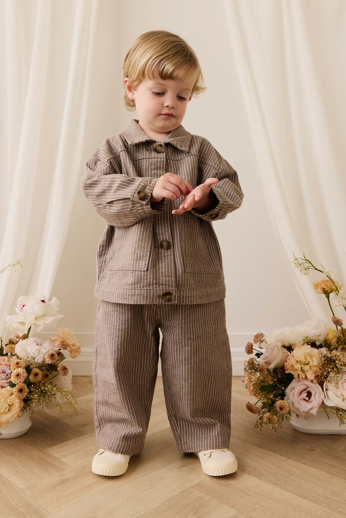 Abel Pant - Mini Pinstripe Cassava / Iroko | Jamie Kay
