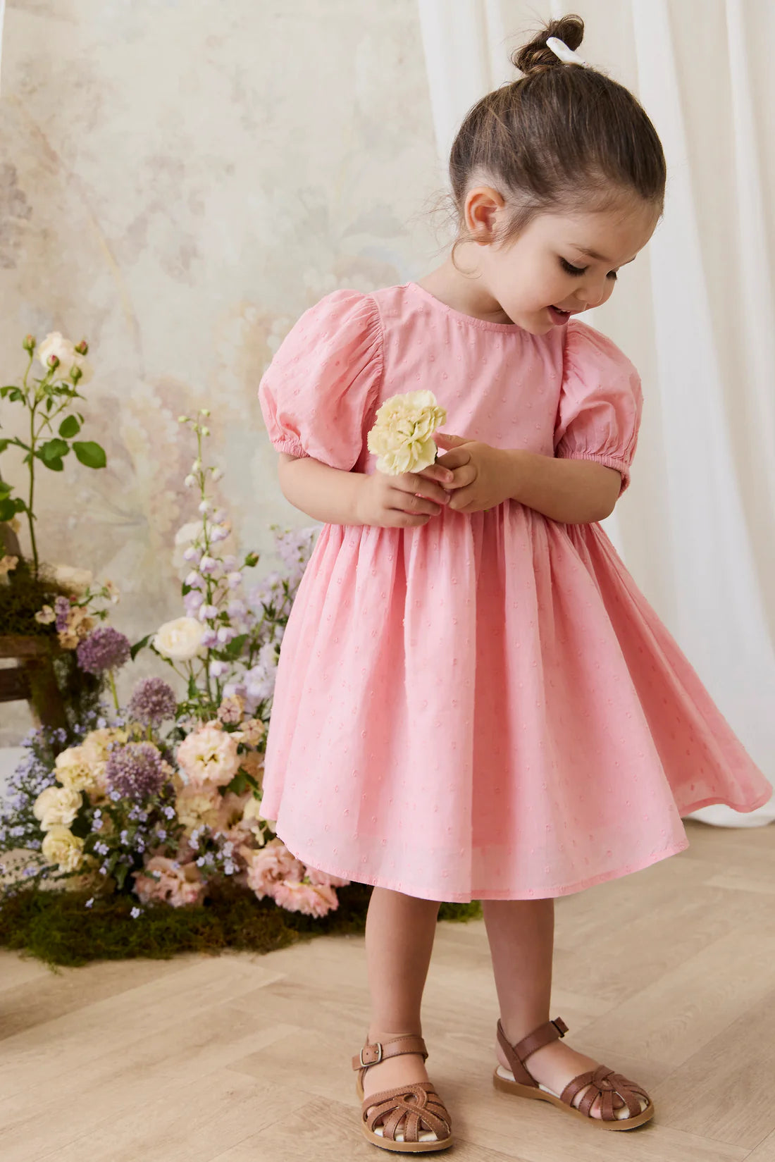 Organic Cotton Frannie Dress - Swiss Pink | Jamie Kay