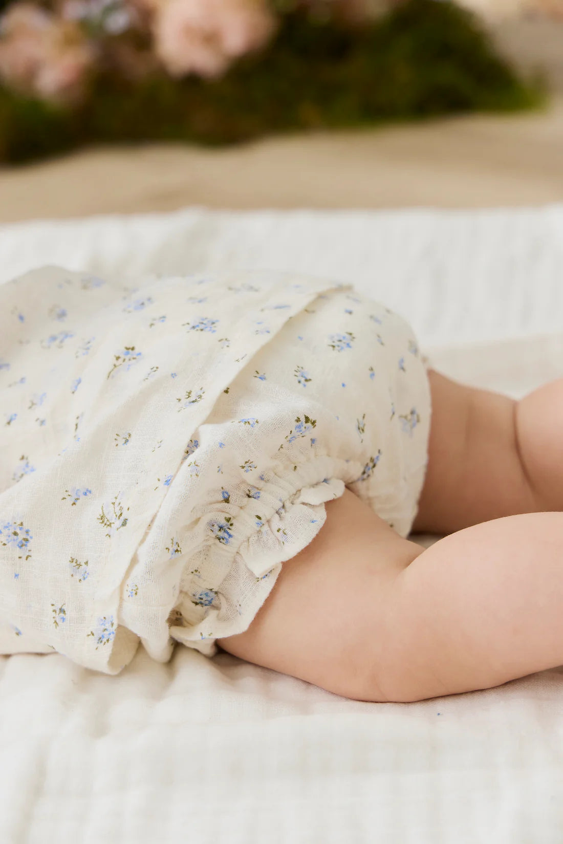 Organic Cotton Frill Bloomer - Juniper Fields Blue | Jamie Kay