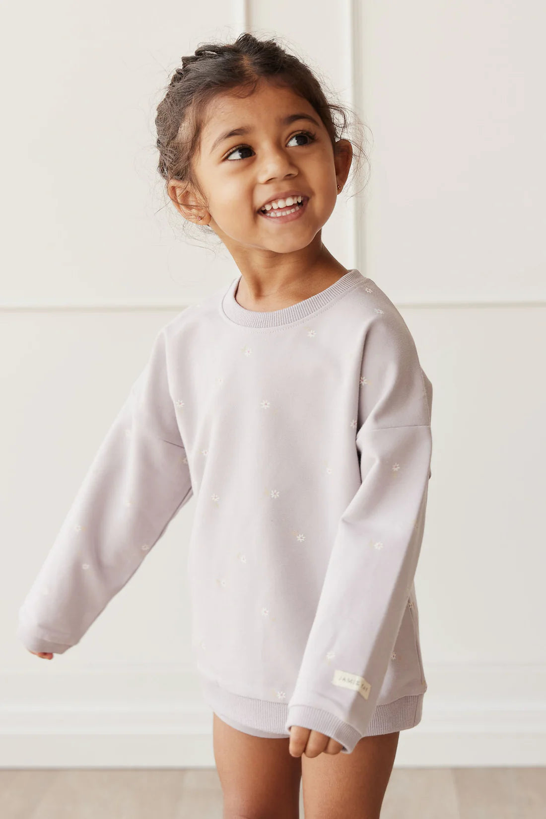 Organic Cotton Bobbie Sweatshirt - Annie Ditzy Violet Ice | Jamie Kay