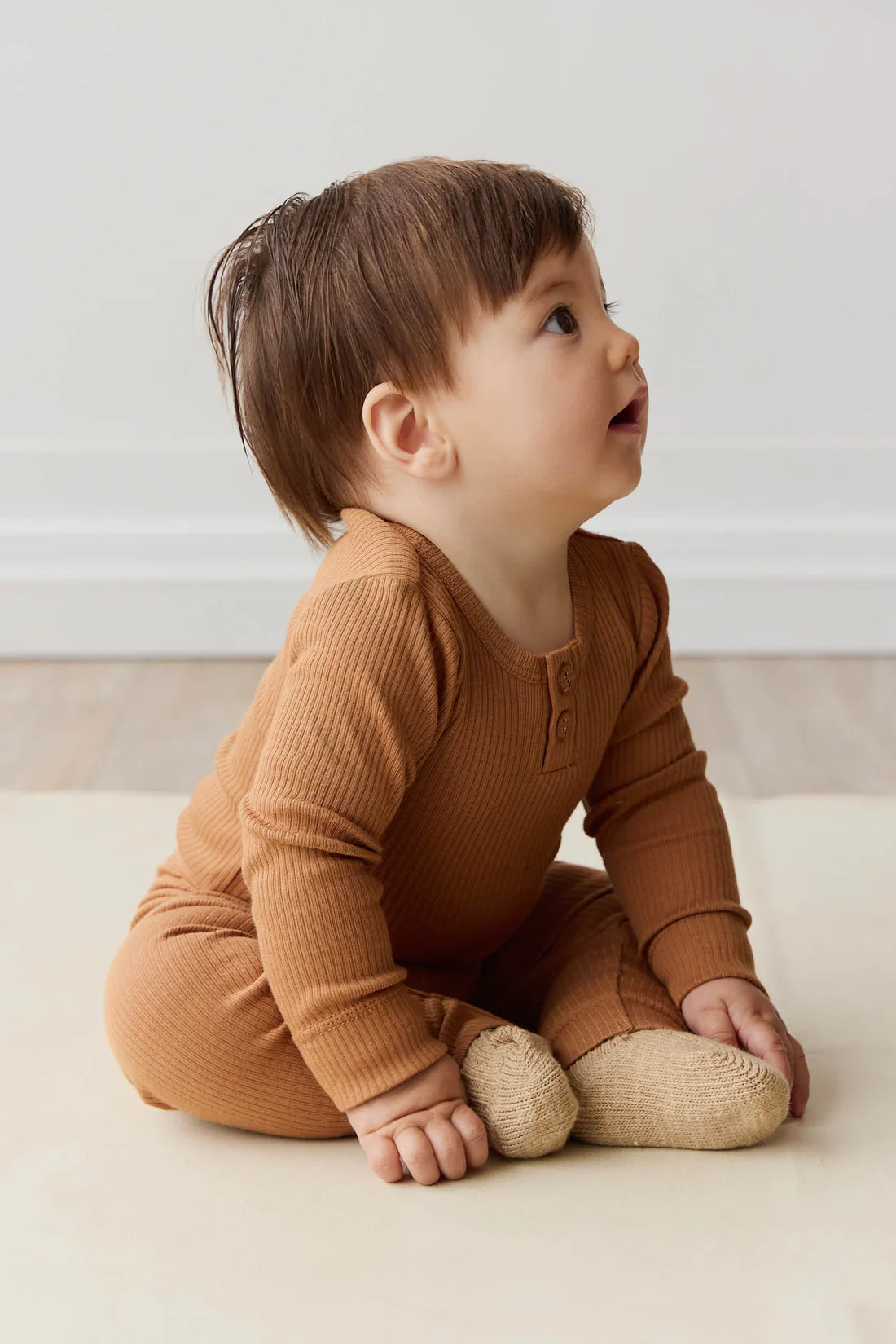 Organic Cotton Modal Long Sleeve Bodysuit - Baker | Jamie Kay