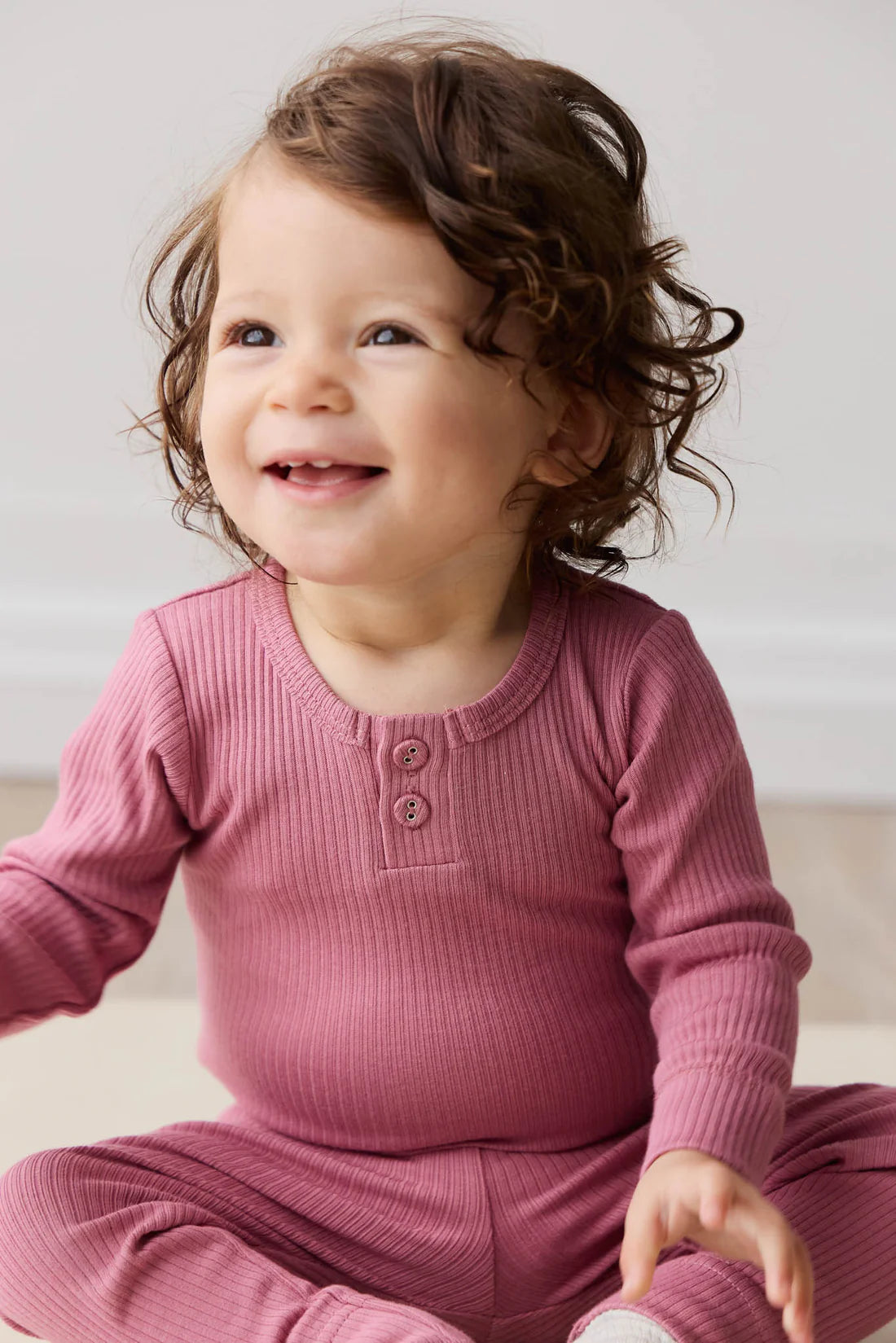 Organic Cotton Modal Long Sleeve Bodysuit - Rosette | Jamie Kay