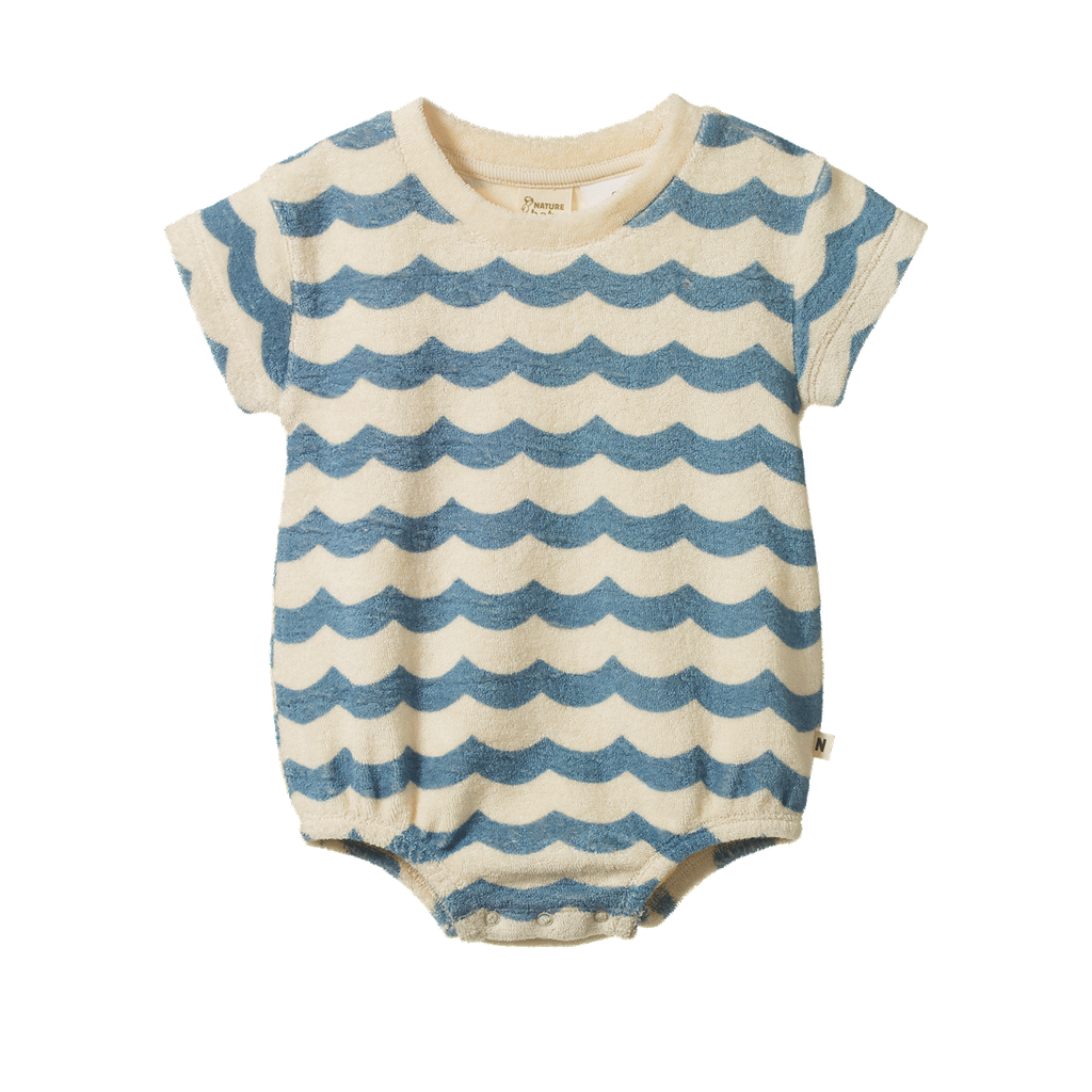 JUNO ROMPER TERRY - Waves Print | Nature Baby
