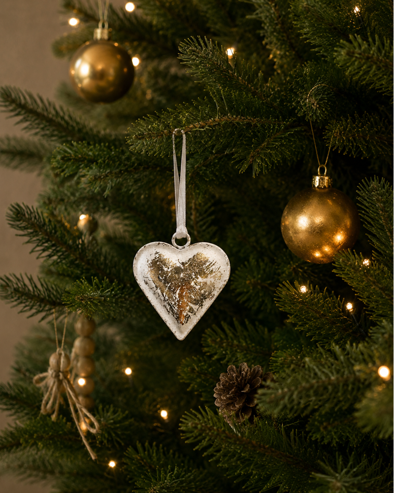 White Heart Tree Decoration with Gold Foil | Stellar Haus