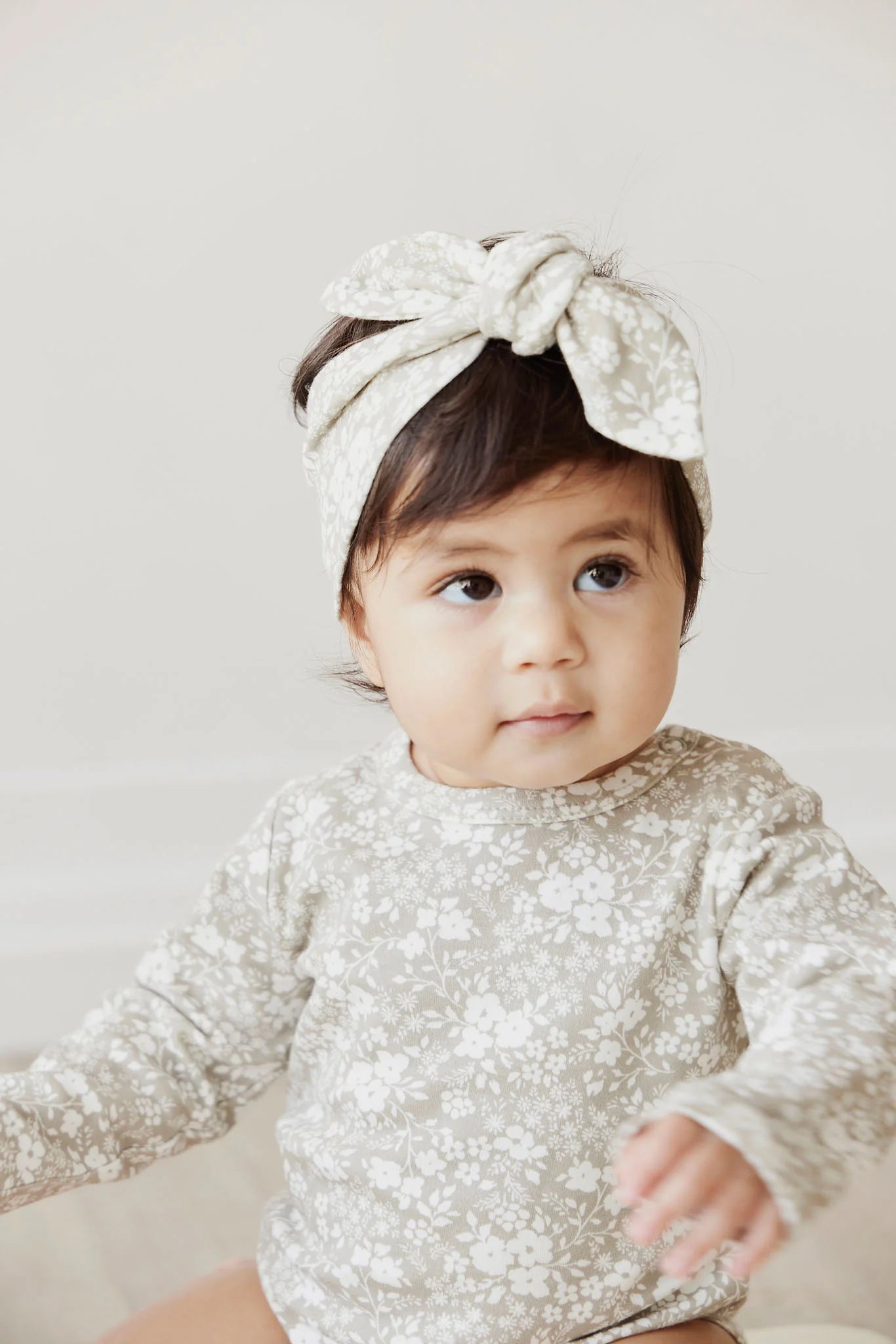Organic Cotton Long Sleeve Bodysuit - Pansy Floral Mist | Jamie Kay