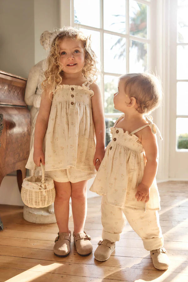 Organic Cotton Muslin Elodie Short - Pauline Chamomile | Jamie Kay