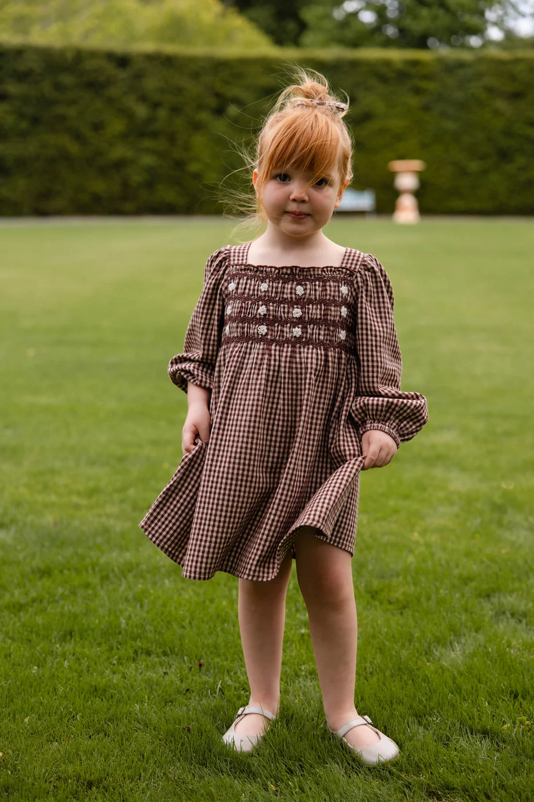 Organic Cotton Cecile Dress - Cinnamon Gingham | Jamie Kay