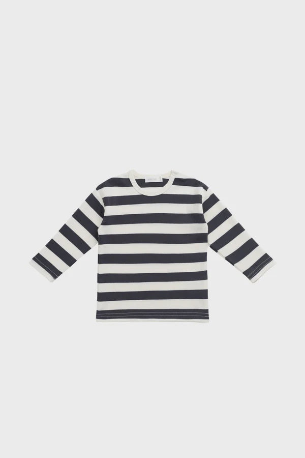 Pima Cotton Arnold Long Sleeve Top - Wide Stripe Solar System/Cloud | Jamie Kay