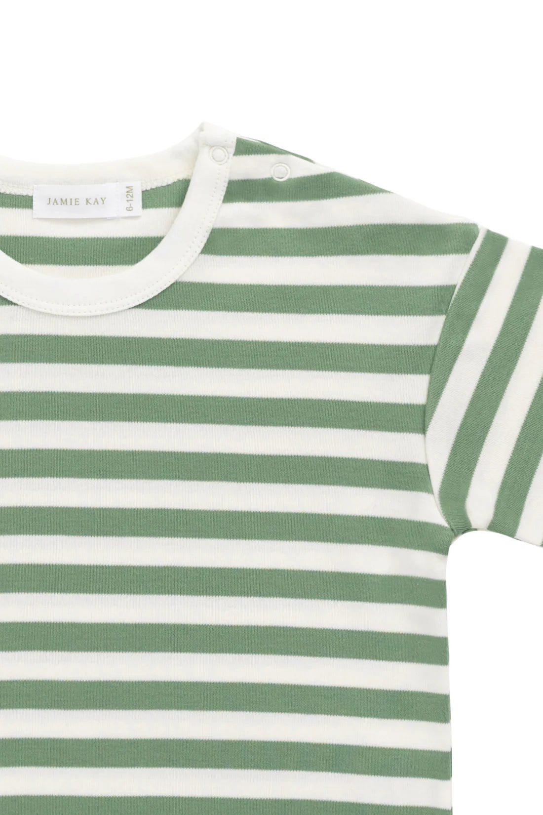 Pima Cotton Wesley Tee - Essential Stripe  Parchment/ Snow Pea | Jamie Kay