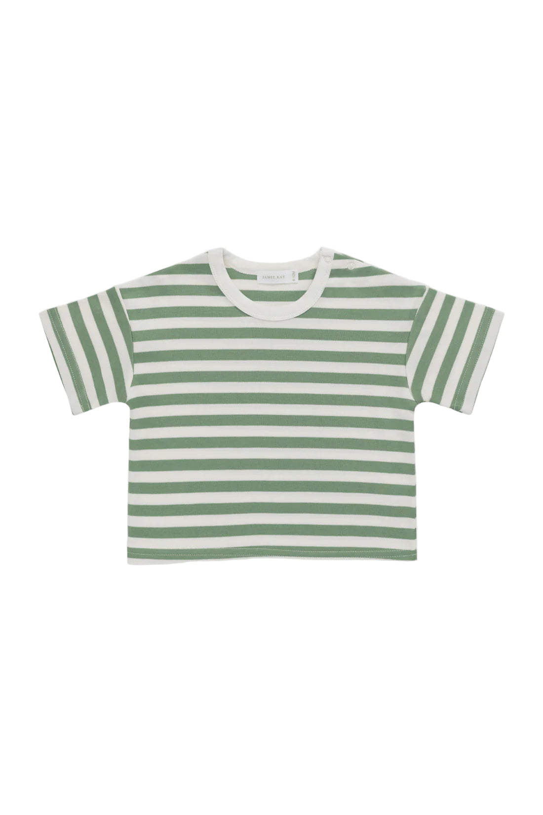 Pima Cotton Wesley Tee - Essential Stripe  Parchment/ Snow Pea | Jamie Kay