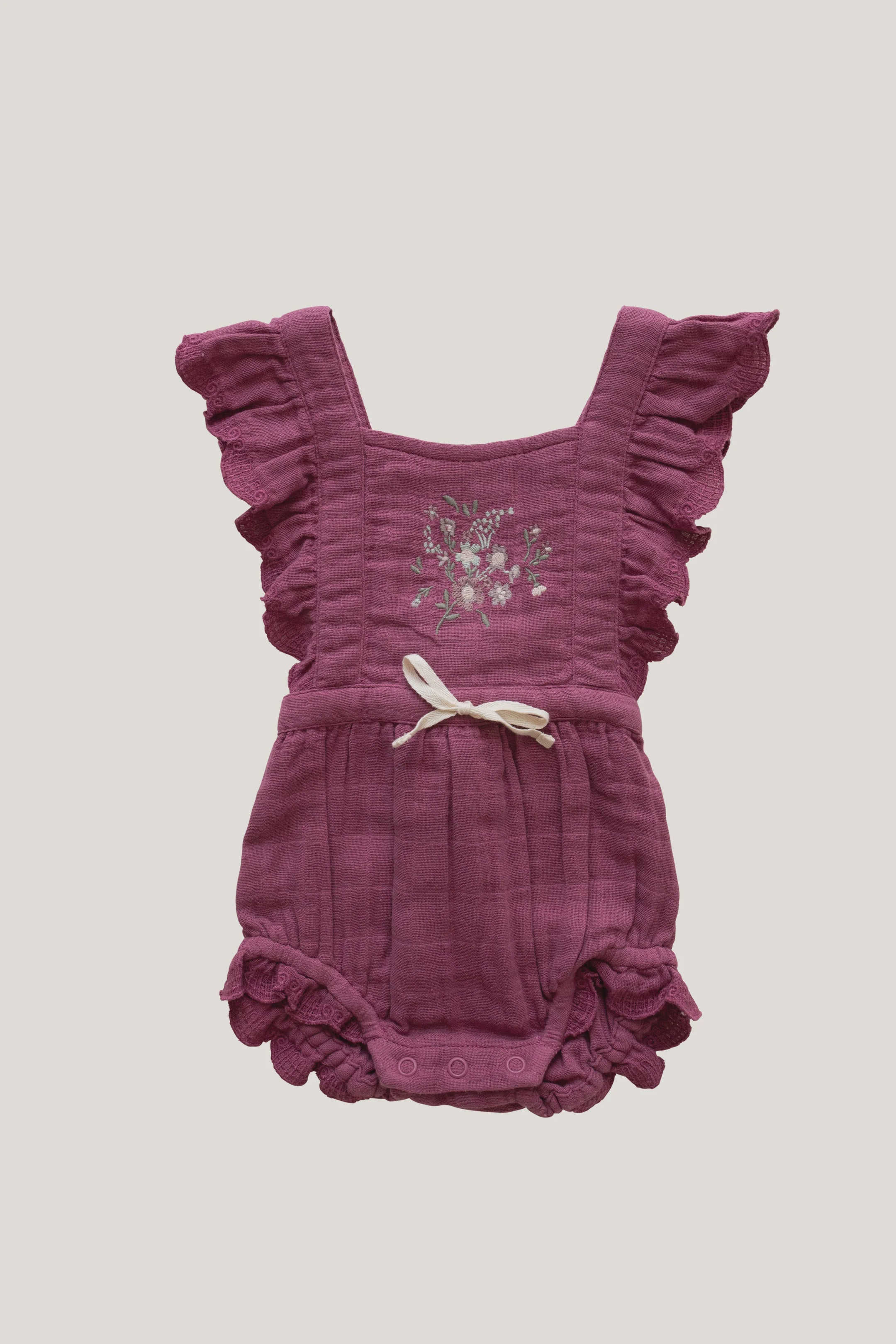 Organic Cotton Muslin Macy Playsuit - Grape | Jamie Kay