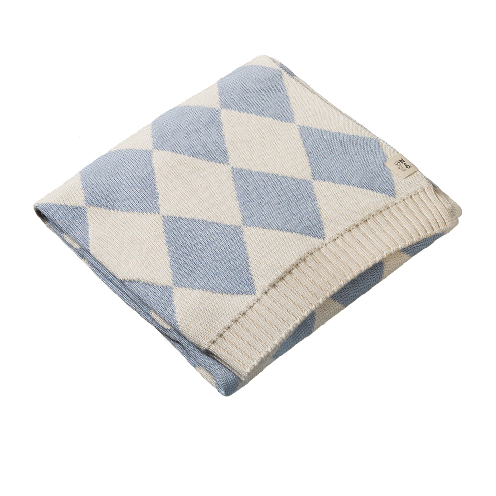 DUNE BLANKET. Celestial Blue Diamond  Knit - Bassinet | Nature Baby
