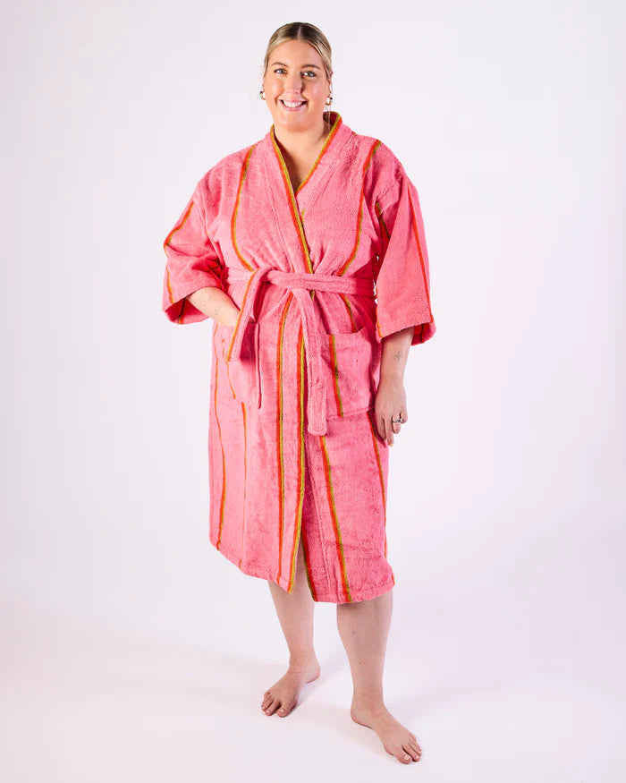 Wategos Soiree Stripe Bamboo Terry Bath Robe | Kip & Co