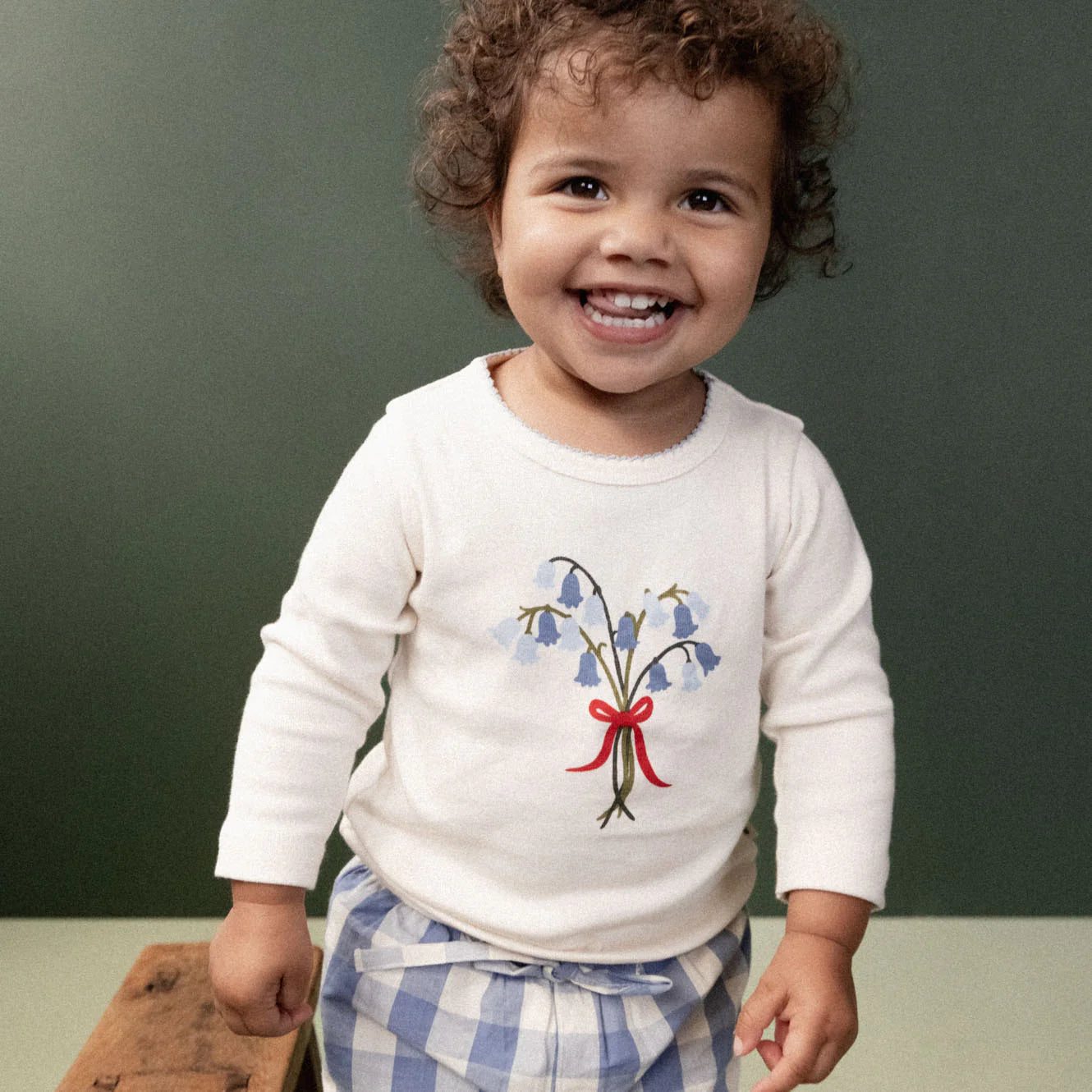 LONG SLEEVE CLOUD TEE - Bluebell Natural Print | Nature Baby