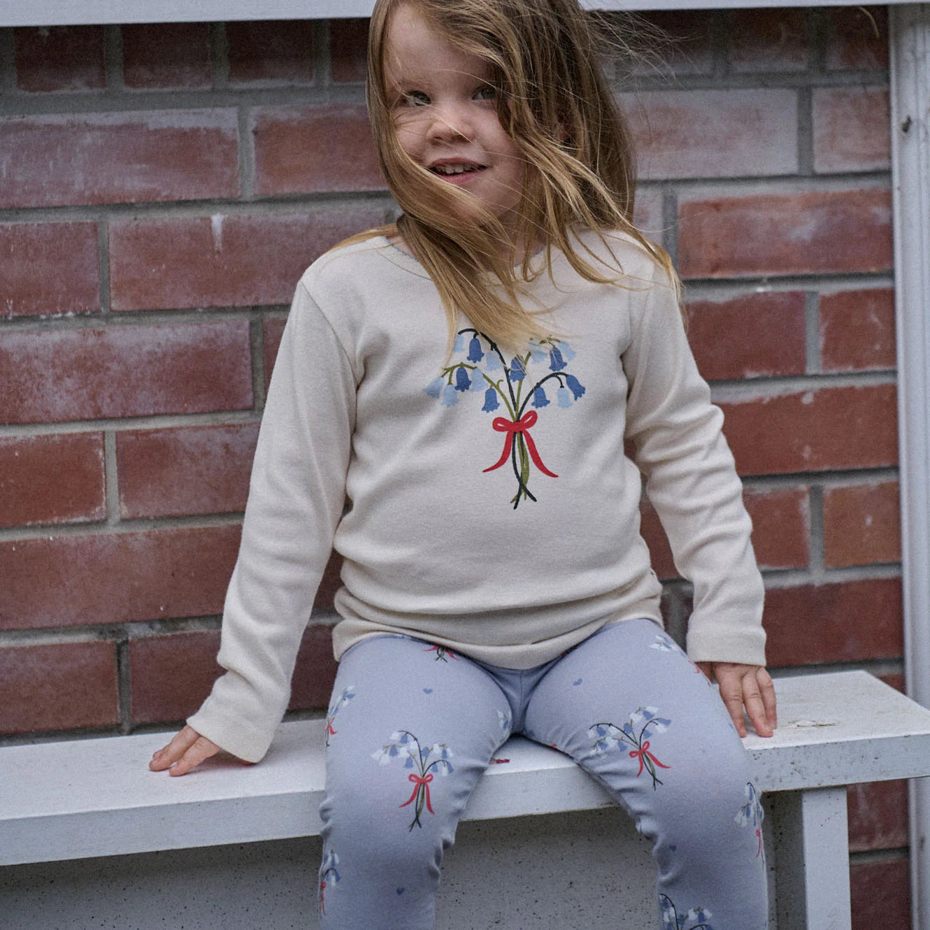 LONG SLEEVE CLOUD TEE - Bluebell Natural Print | Nature Baby