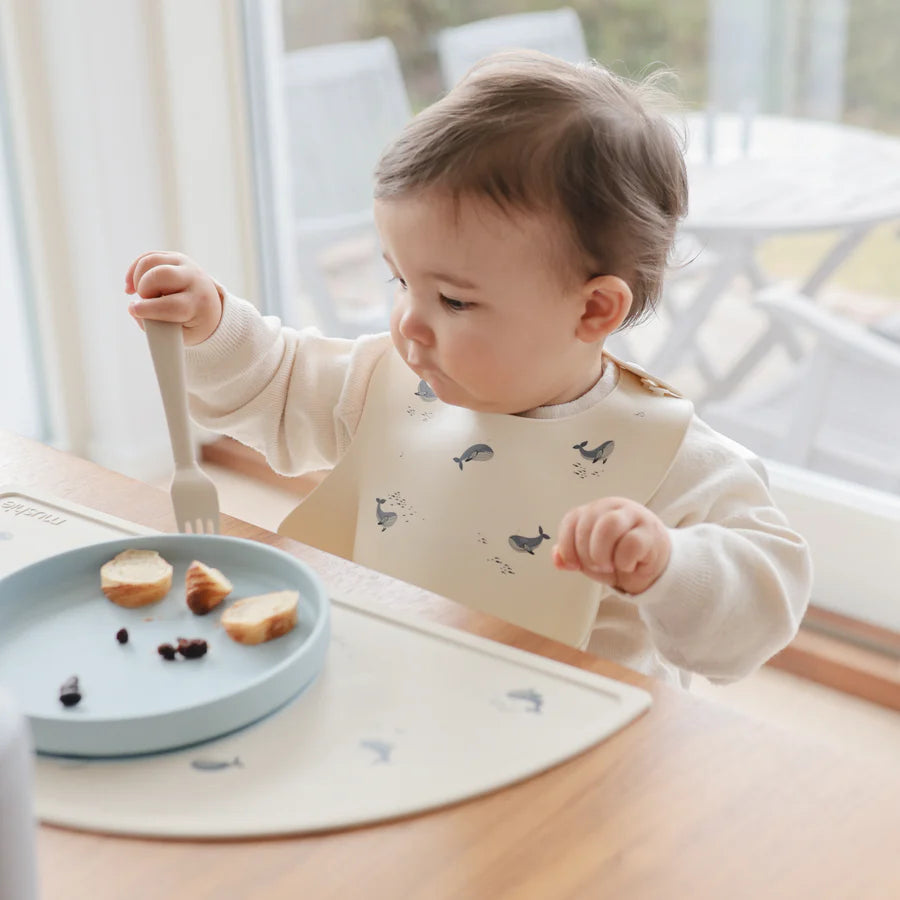 Silicone Baby Bib - Whales | Mushie