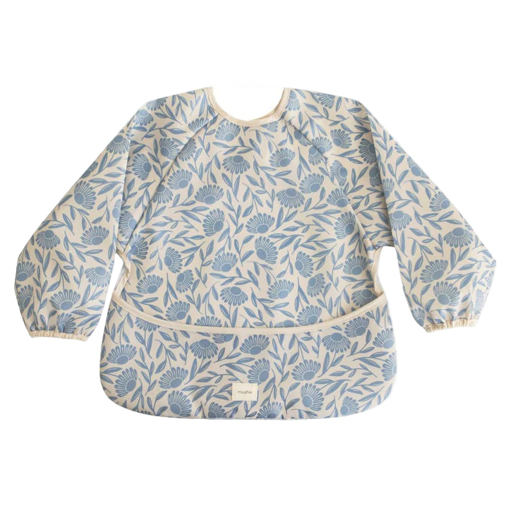 Long Sleeve Bib - Blue Flowers | Mushie