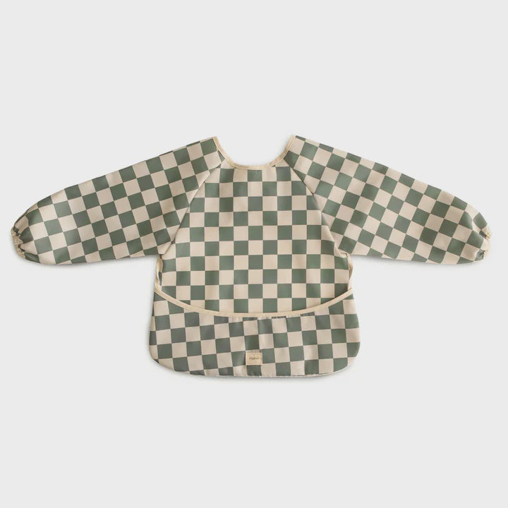 Long Sleeve Bib - Olive Check | Mushie