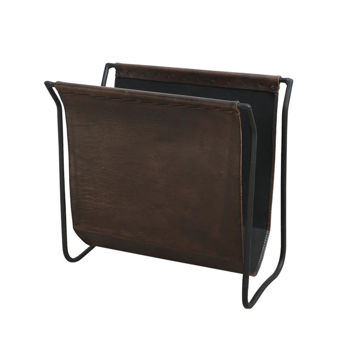 Genuine Leather Magazine Rack | Blue Goose Imports