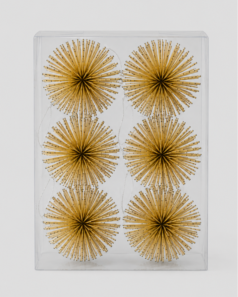 Gold Pom Pom Tree Decorations - Set of 6 | Stellar Haus