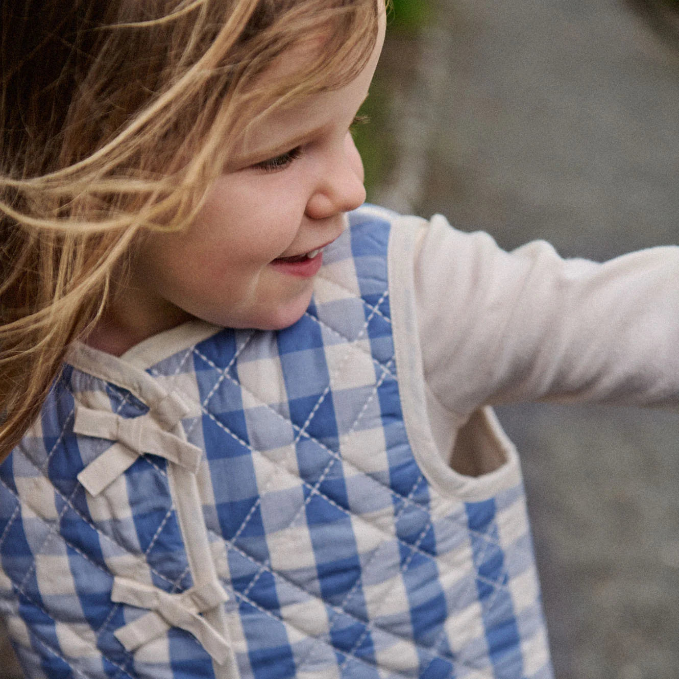 MARLO QUILTED VEST - Bluebelle Check | Nature Baby